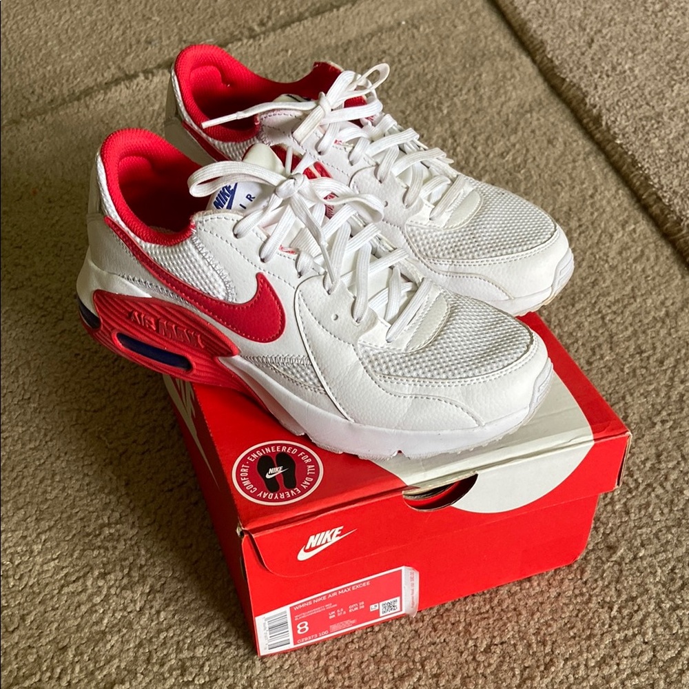 Nike Air Max White and Red Sneakers